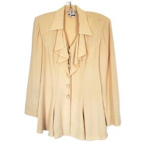 Vintage 80s Shoulder Pad Mustard Blouse